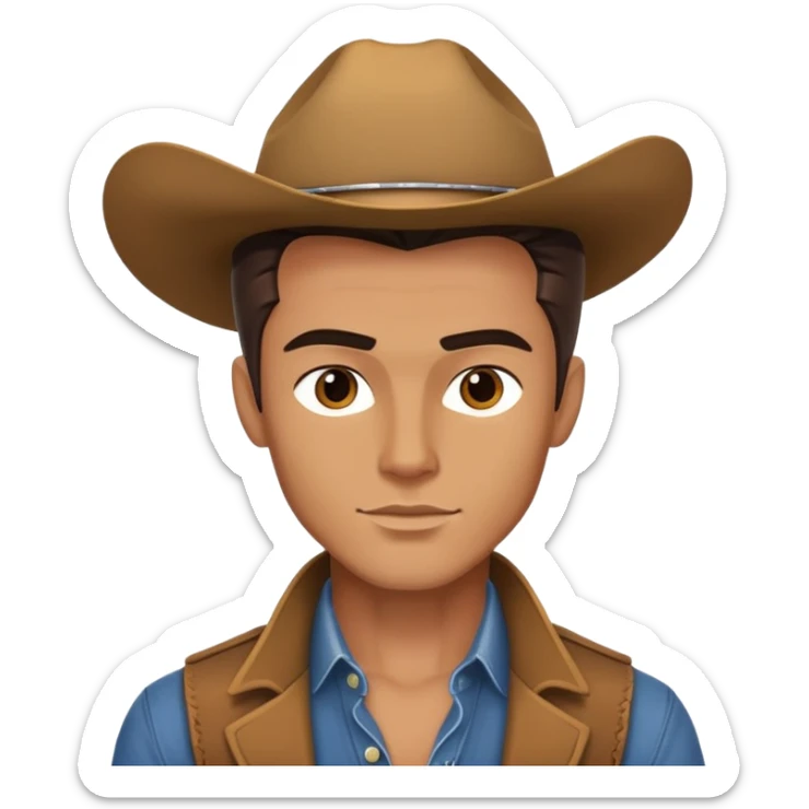 Handsome Western male fashion model with chiseled features, styled hair, designer clothes sticker