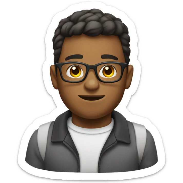 young man with very very slightly  slightly tanned skin weightlifting with glasses sticker