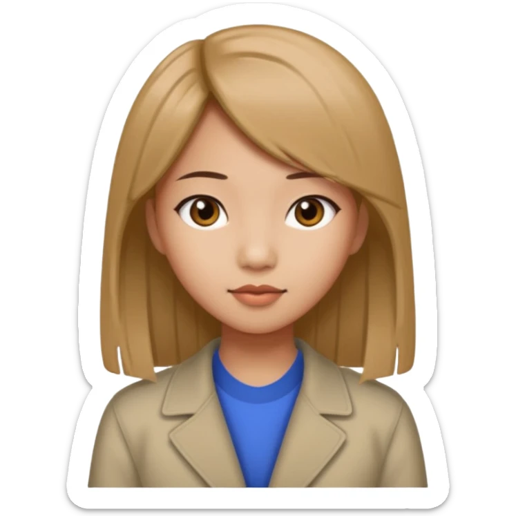 Asian girl with light brown skin and pin-straight hair sticker