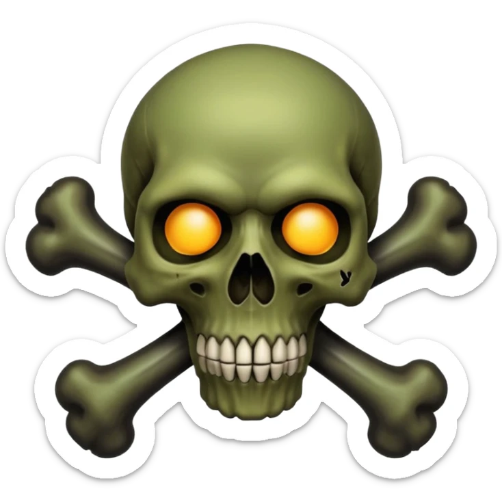 a poisonous cloud of gas, dark swamp color, with an image of a skull and two crossed bones behind the skull sticker