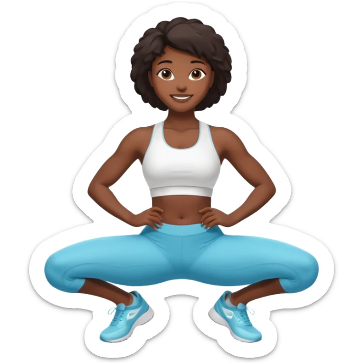 darkskin back woman in white sportswear Fit body focus chin to thigh sticker