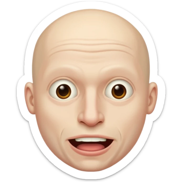 Creepy man with big mouth and no nose and ears no nise sticker