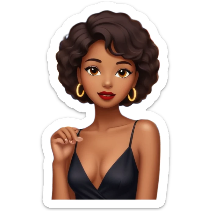 Black jazz singer girl in front of a Parisian jazz club at night, neon sign, Eiffel Tower visible sticker