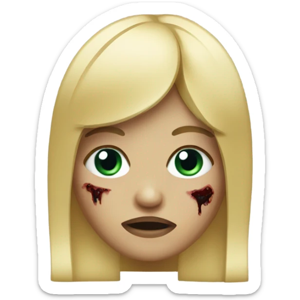 Zombie emoji blonde girl with bangs straight hair sticker
