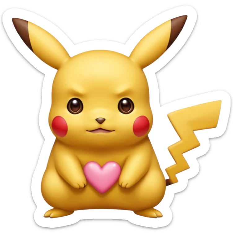 Un Pikachu rouge qui et triste avec des éclairs en fond et il a fait caca sticker