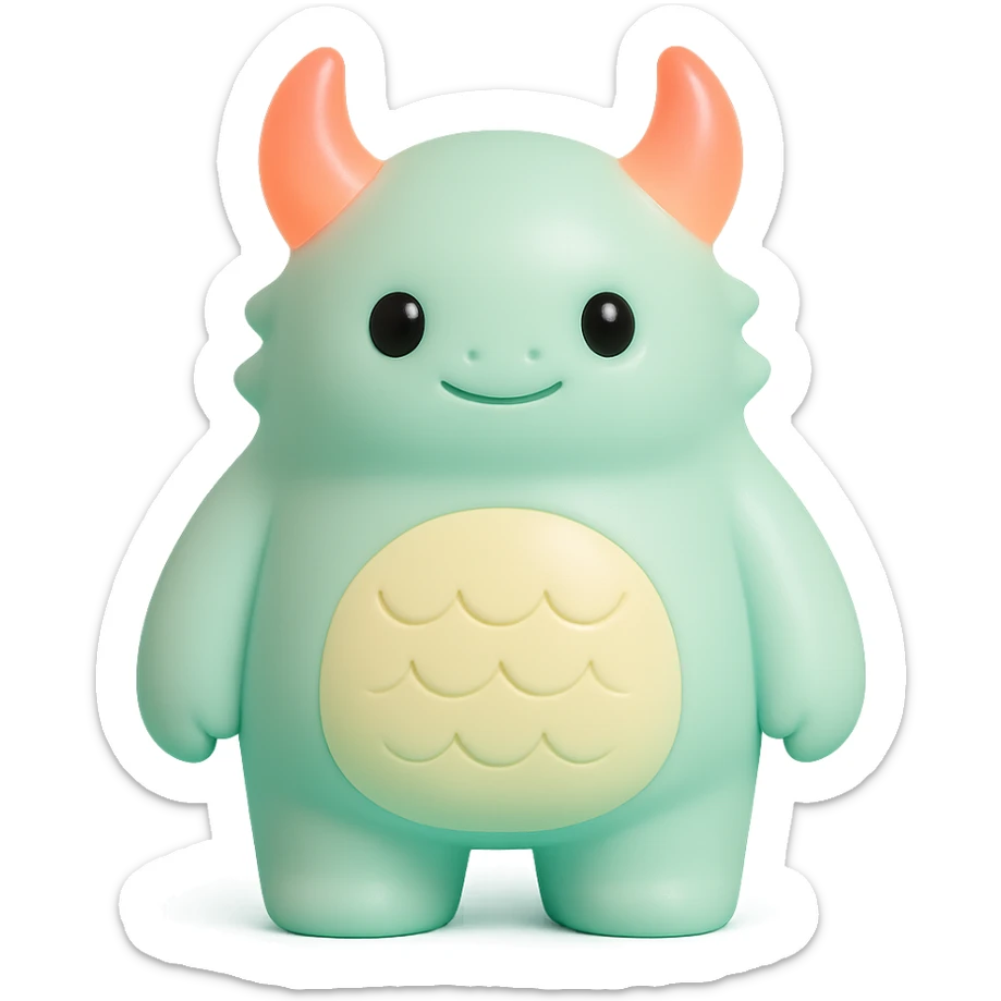 monster with glowing red horns, shimmering scales, and a bright aura sticker