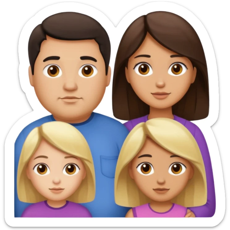Familia de 4 personas : Hombre gordito pelo oscuro, Mujer pelo cafe, hija 1 pelo mono e hija 2 pelo oscuro. sticker