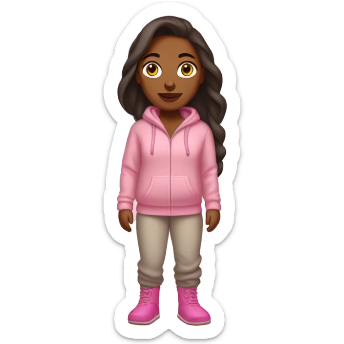 Brown woman wearing sweatpants, hoodie and pink Ugg slippers  sticker