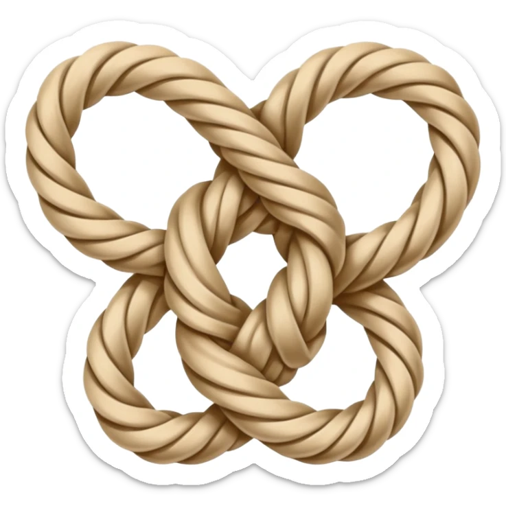 simple tasteful emoji of stylized rope tied in decorative knot, minimal clear design, no explicit content sticker