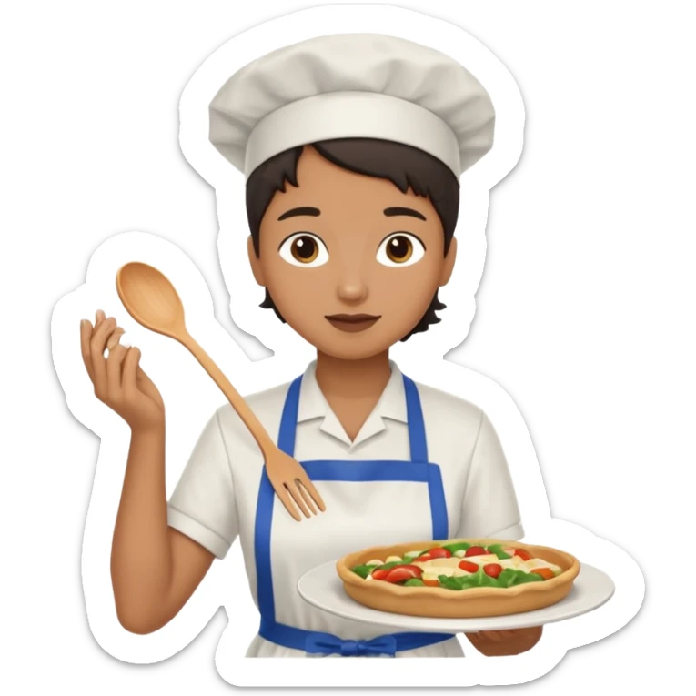 hazme una persona atendiendo una cafeteria universitaria sirviendo comida sticker