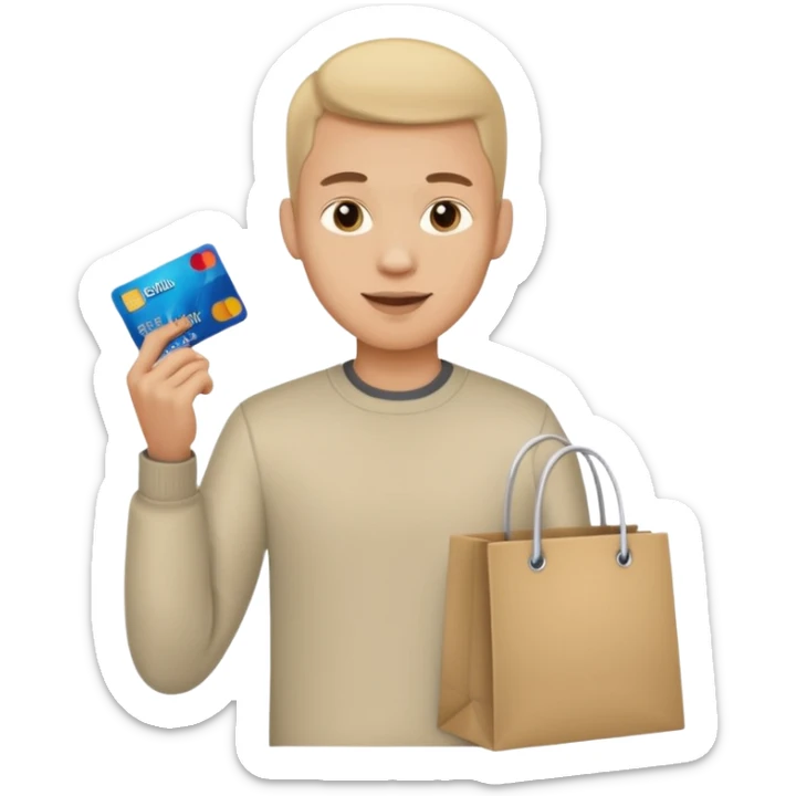 emoji of a man with a credit card and a shopping bag sticker