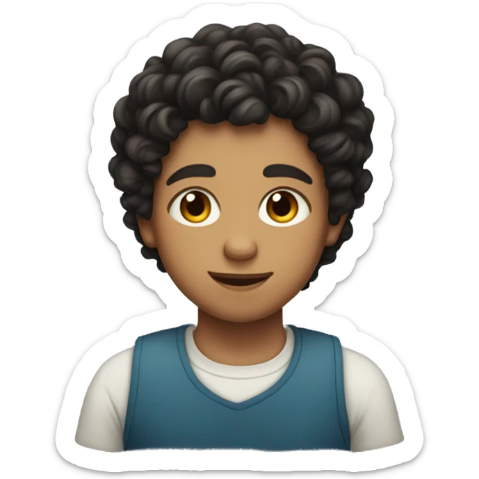 Boy with curly black hair and girl with wavy brown hair  sticker