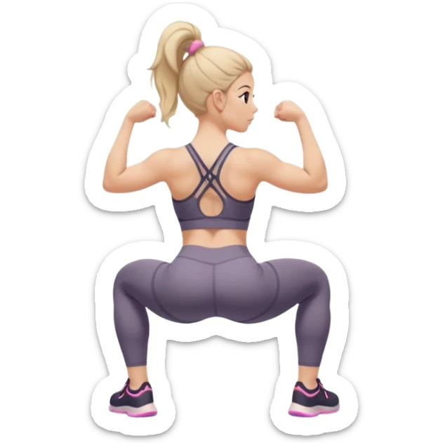 girl working out glutes shirt on but showing from behind but she's squatting and full body zoomed out also more coverage please  sticker