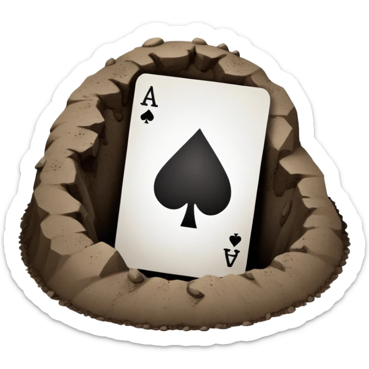 ace of spades card going into a hole of dirt in the ground sticker