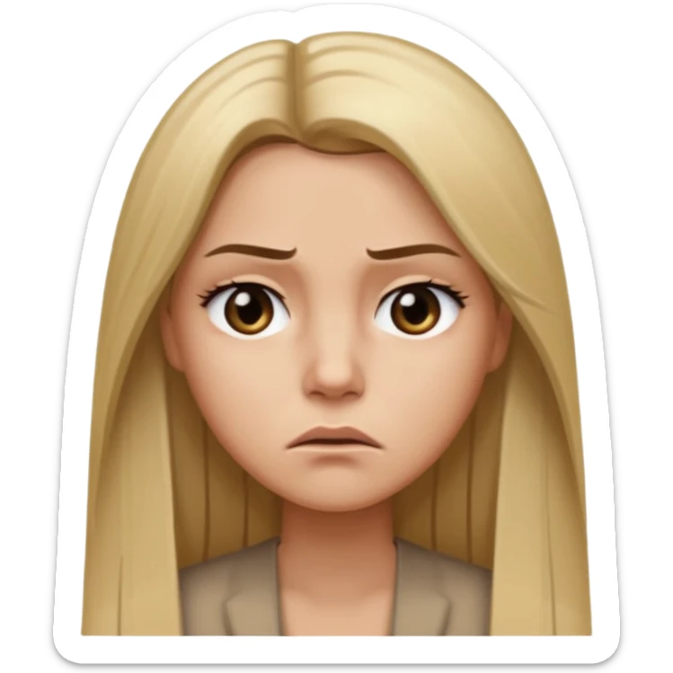 Mujer color de piel moreno claro, con cabello rubio largo, lacio y suelto, ojos negros, molesta  sticker