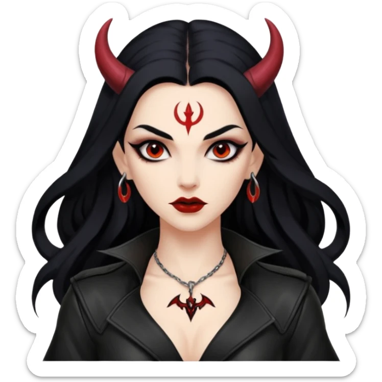 Lilith symbol seductress evil brow haired sexy succubus woman with leather on sticker