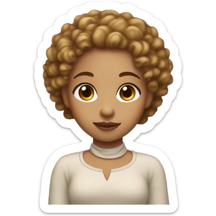 light skin girl with curly hair up to her shoulders sticker