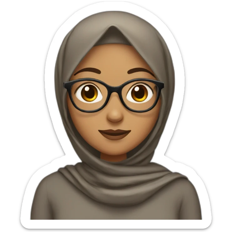Girl wear hijab with brown skin and glasses  sticker