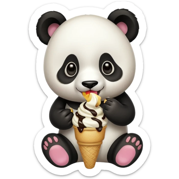 Panda eating ice cream sticker