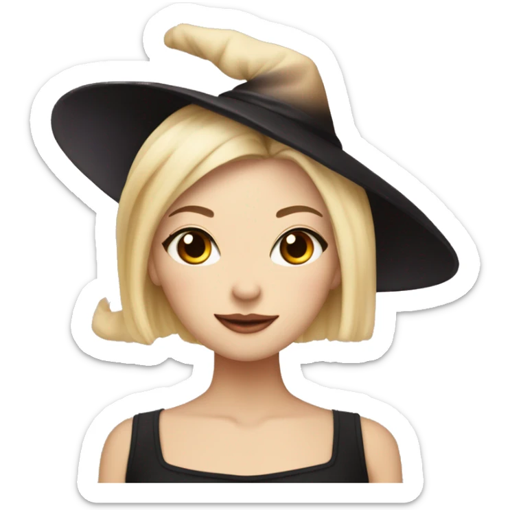 ballerina with a witches hat with blond hair and is chnese sticker