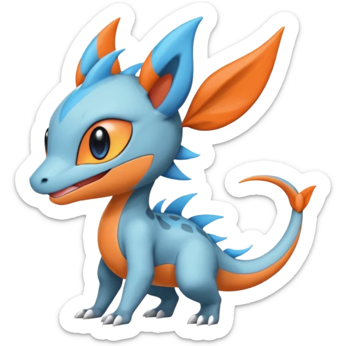 Cute handsome Meloetta-Dewott-Salandit-Nargacuga-Pokémon-Fakémon-fusion-hybrid-creature sticker