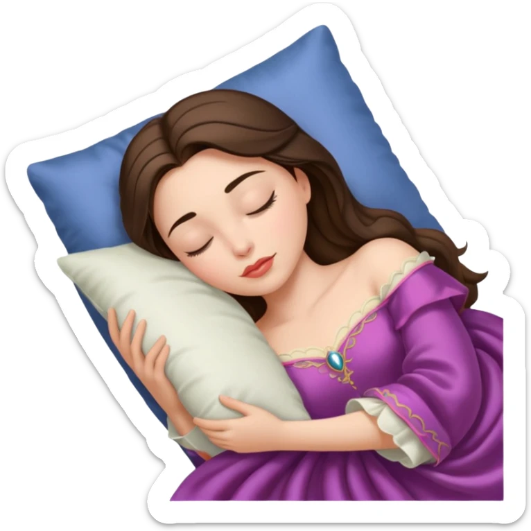 sleeping beauty brunette white girl with a silk pillow sticker