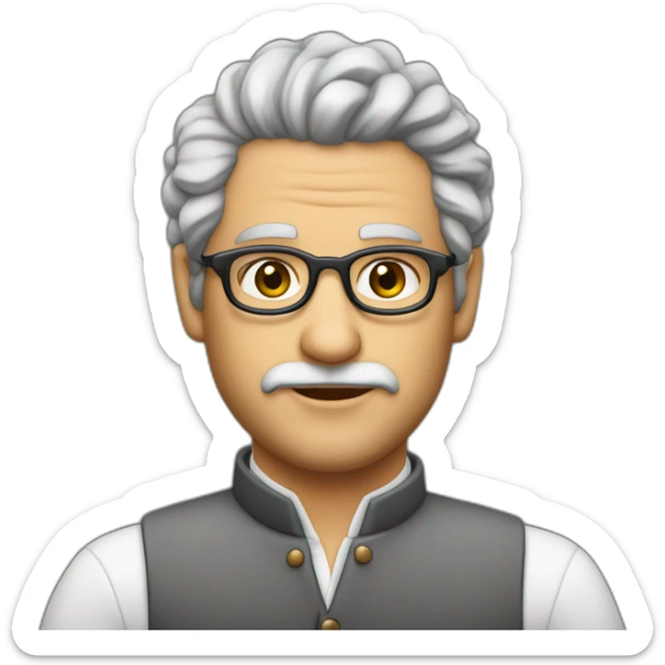 Maestro de 40 años moreno con tupé y peinado con raya a un lado,  con un ipad en la mano sticker