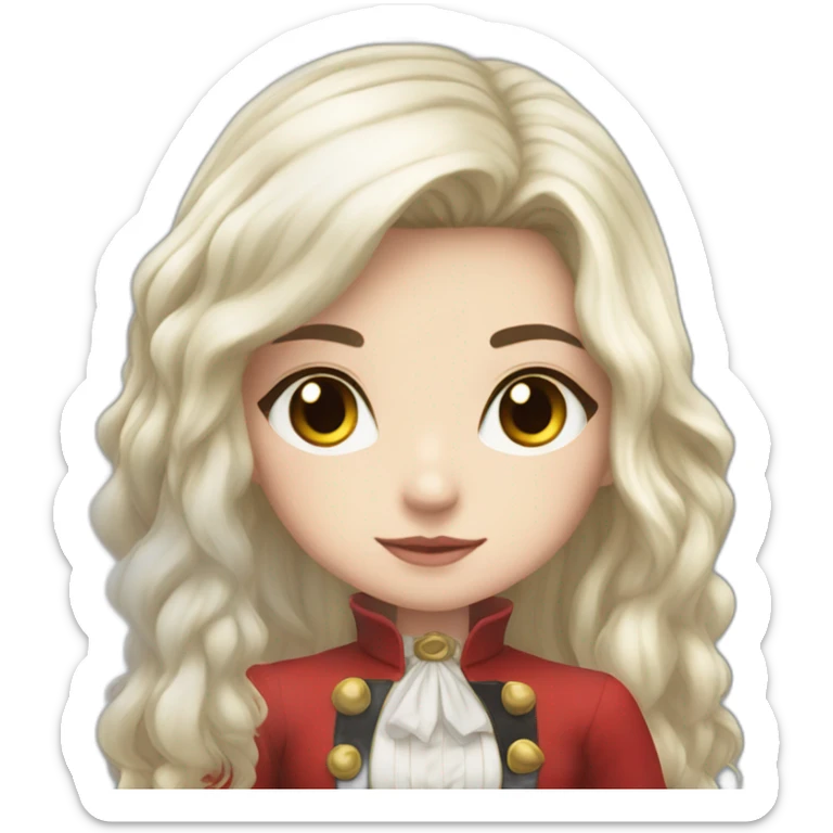 rpg-girl-with-long-white-hair-and-red-dress and black tights like chibi sticker