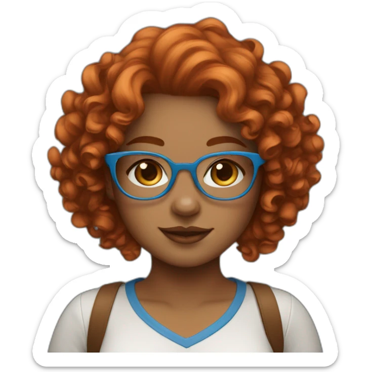 pretty curvy girl with curly copper hair and blue glasses sticker