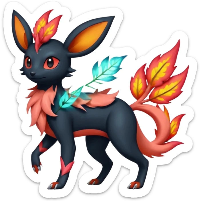 Salandit-Flareon-Bayleaf-Sylveon-Umbreon-fusion-Pokémon-hybrid-creature  sticker