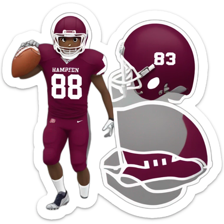 Football player with the number 88 and the school name is Hampden Sydney sticker