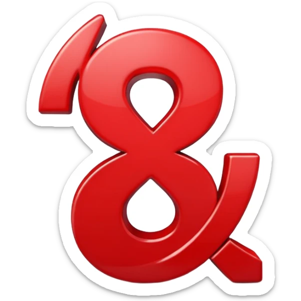 A 3D cartoon plus and percentage sign in red, glossy finish, Memoji-style realism. sticker