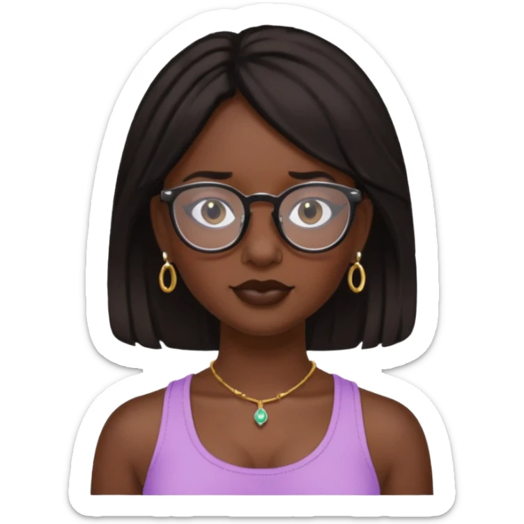 sarah babygirl dark hair and glasses with nose piercing and earrings and crop top sticker