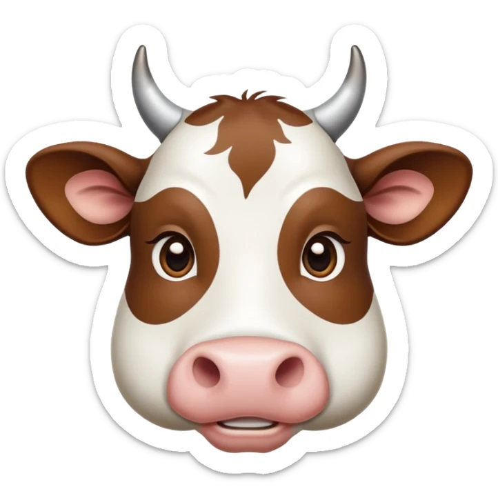 cinematic-noble-brown-and-white-cow-portrait-emoji,-poised-and-regal,-with-a-large,-sturdy-build-and-a-beautifully-patterned-hide-of-rich-brown-accented-by-crisp-white-patches,-deep-set-soulful-brown-eyes,-simplified-yet-sharp-and-sophisticated sticker