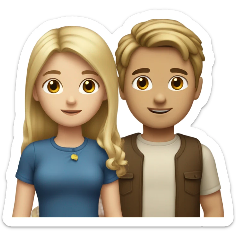 Girl with blond hair and boyfriend with briwn hair  sticker