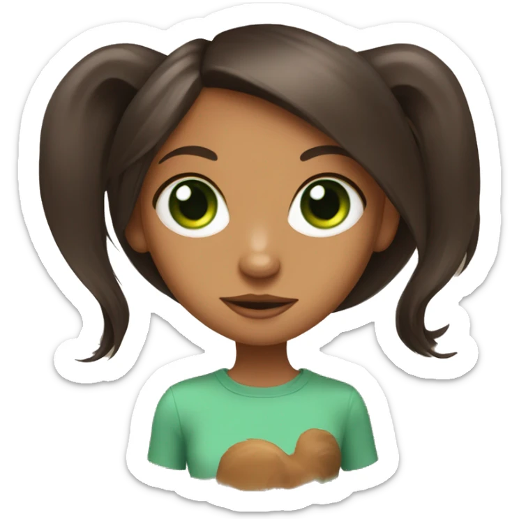 Mini pincher with brune girl , long hair and green eyes  sticker
