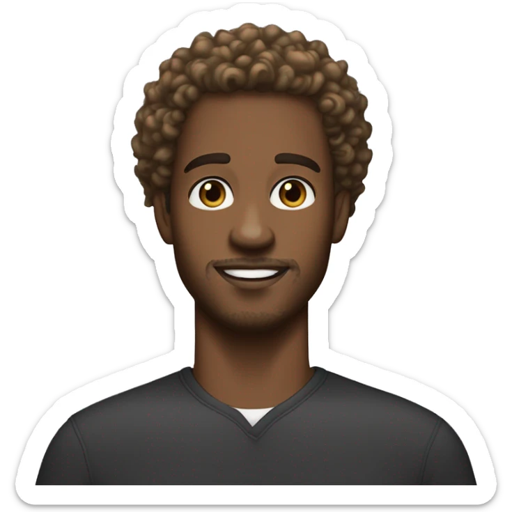 black guy in his 20's light brown skin curly hair a goatee but not full light eyes and nice eyebrows and long lashes sticker
