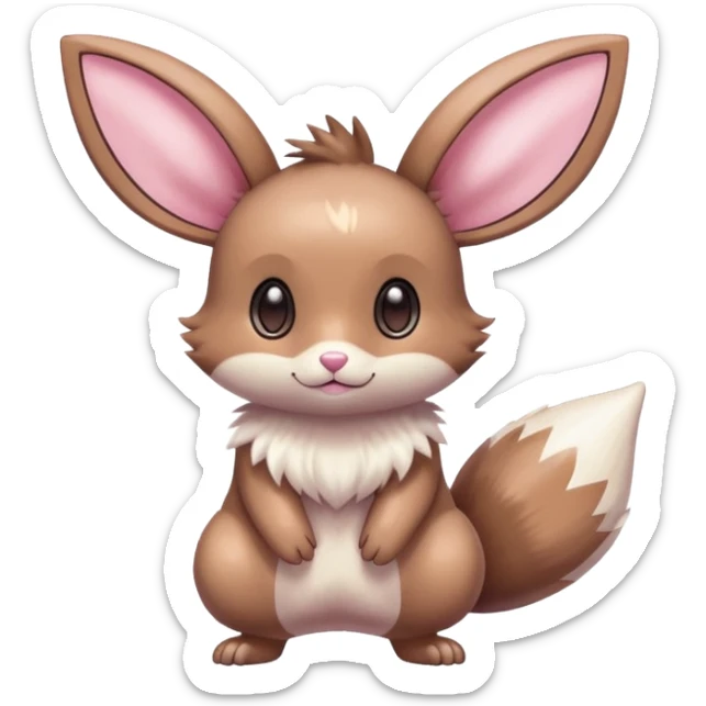 Kawaii Shiny Colorful Pastel Minccino-Furret-Eevee-fusion Full Body sticker
