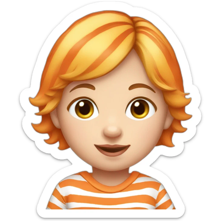 Caucasian newborn girl in orange tiger stripe shirt sticker