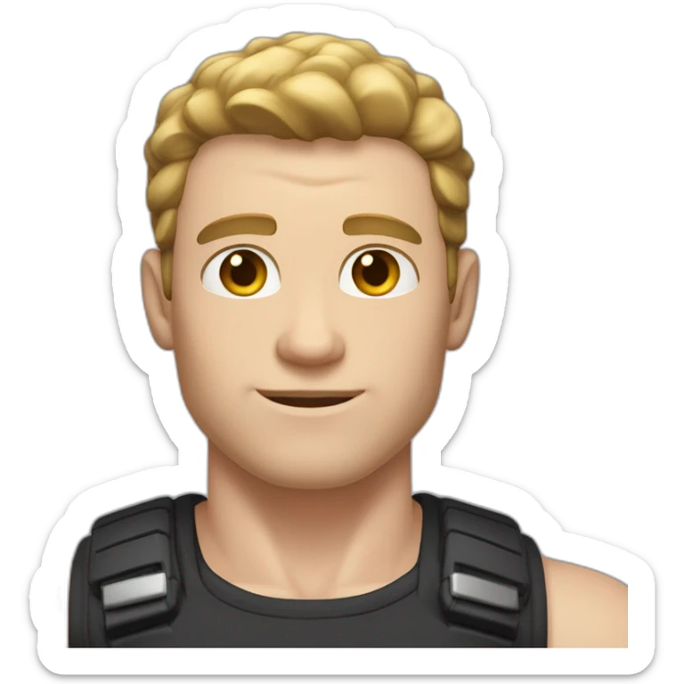 Pale skinned Fit Man With the biceps and brown hair in black shirt and gray shorts sticker