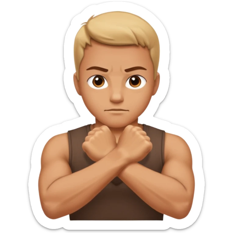 Left and Right fist from the top Perspektive with the Arms crossed over at the wrists  sticker