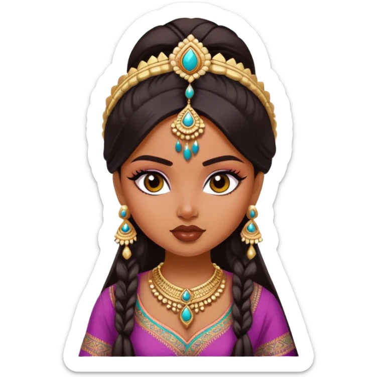 pretty bratz indian baddie asian, desi clothes, dark hair sticker