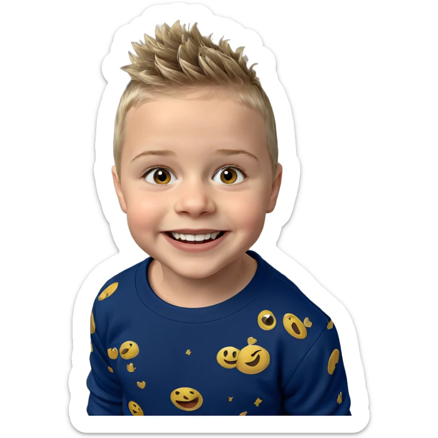 happy boy with a grin sticker