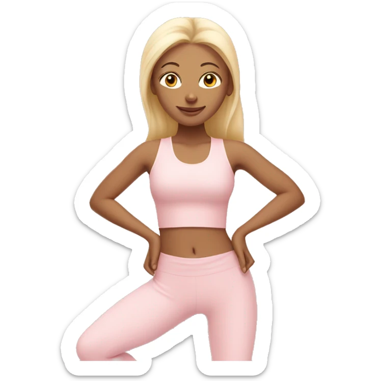 anblonde yoga girl in light pink yoga outfit sticker