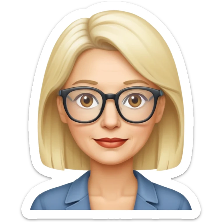 side profile of an attractive older blonde woman with glasses sticker