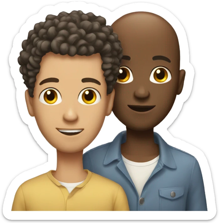  gay men black guys couple One bald One with curly hair.  sticker