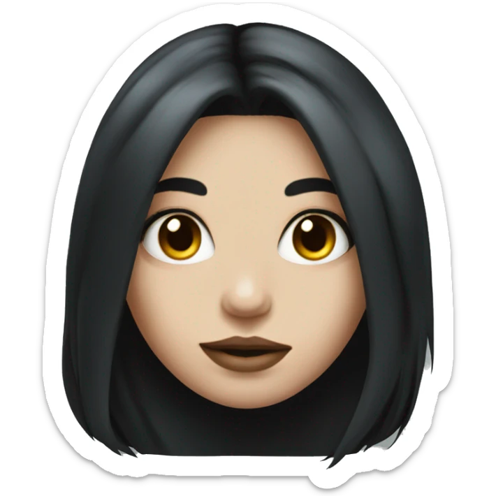 Beautiful girl with white skin, long black hair and tattoos sticker