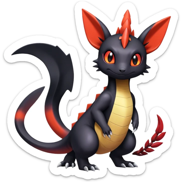 Cute Shiny Guilmon-Noibat-Quilava-Salandit-Umbreon-Fakémon-hybrid-creature (full body)  sticker