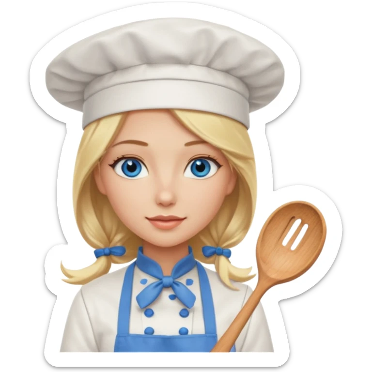 Sexy Long Blonde hair blue eyed female chef sticker