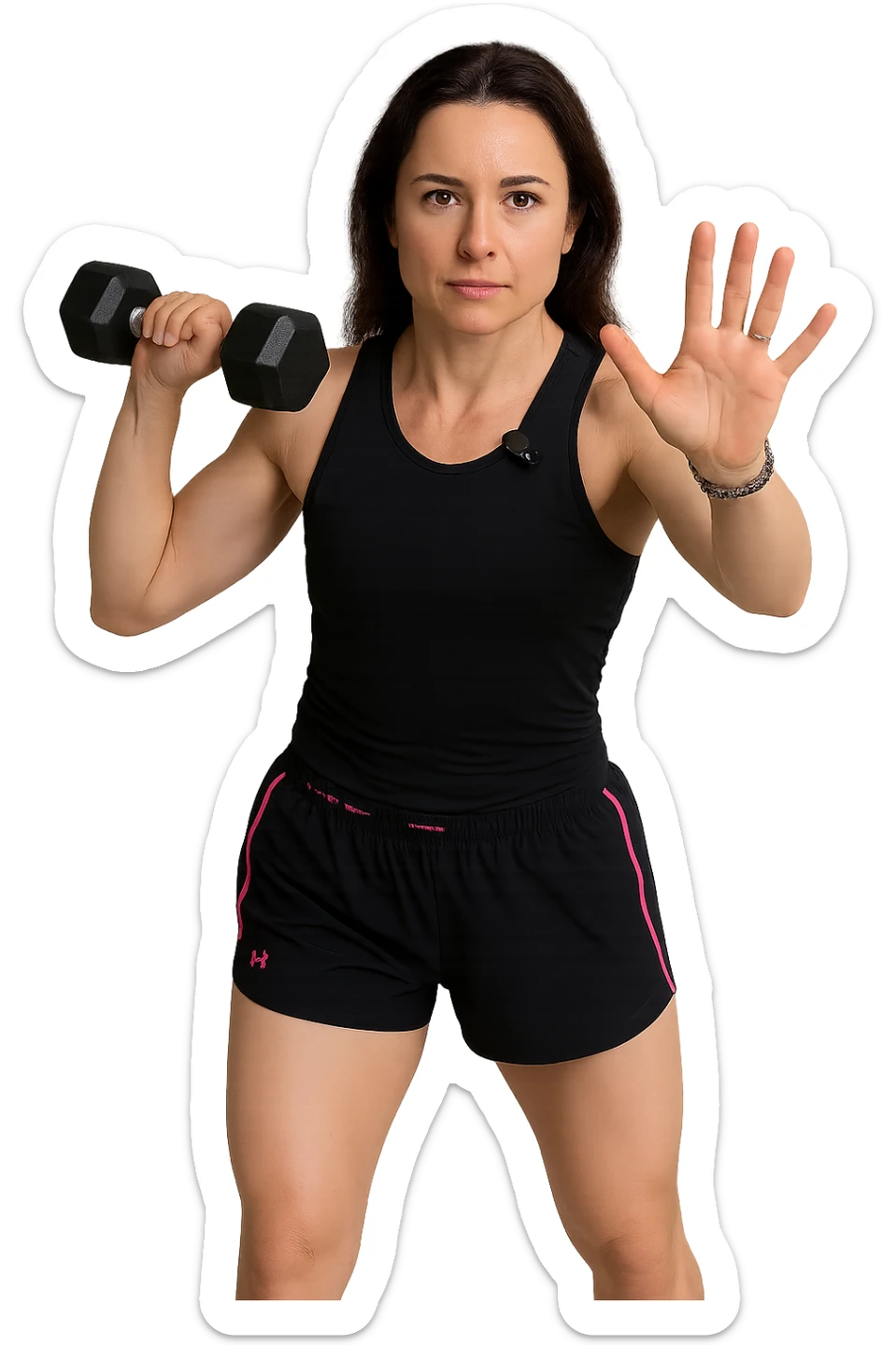 Allenamento ad alta intensità donna mentre fa pesi sticker